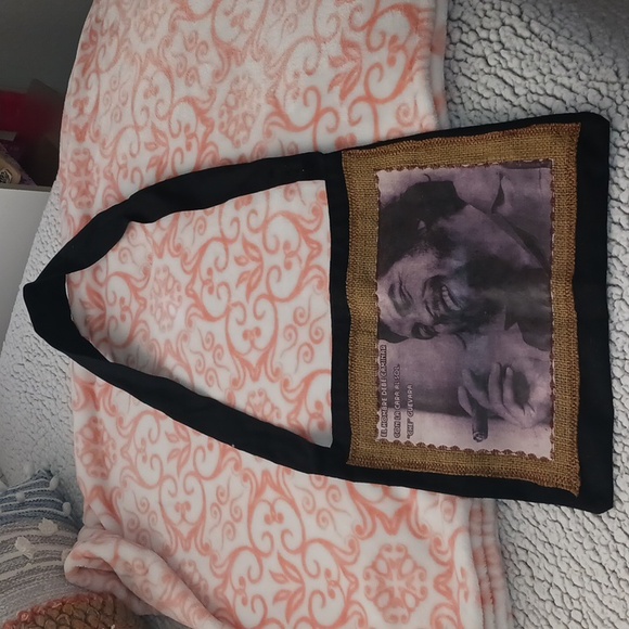 Handmade  "Che" Shoulder Crossbody Black Fabric Bag - Picture 3 of 6